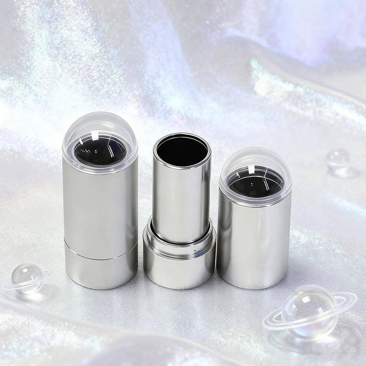 Kaiya blush stick packaging in a multi function silver stick format for contour and highlighter