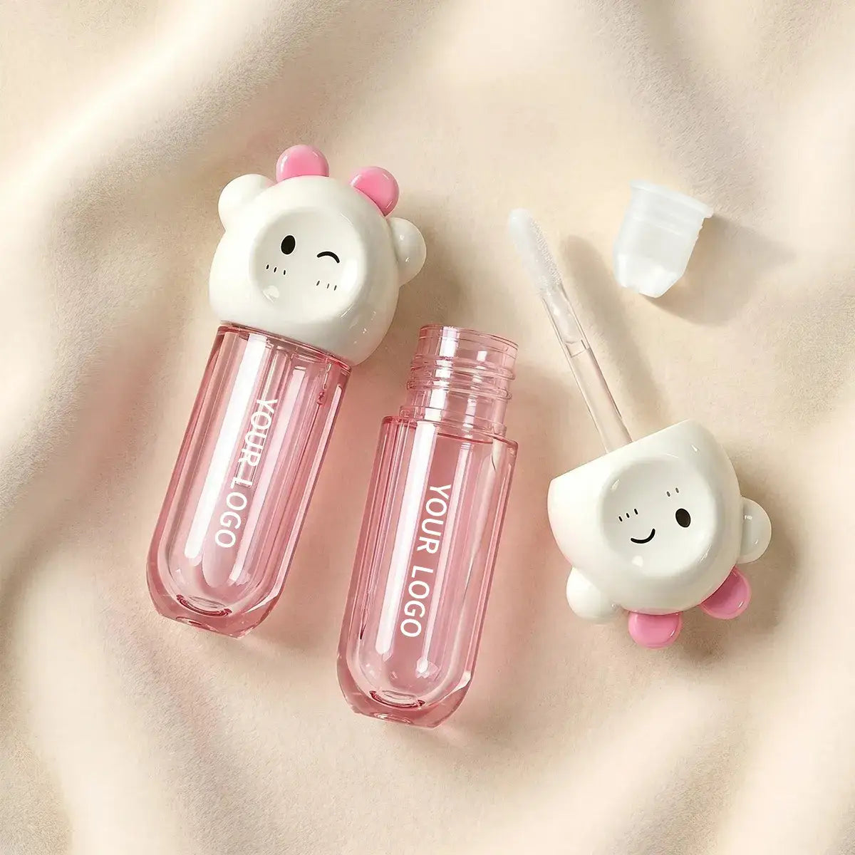 KAIYA clear lip gloss bottle with transparent body and cute decorative cap for branded collections