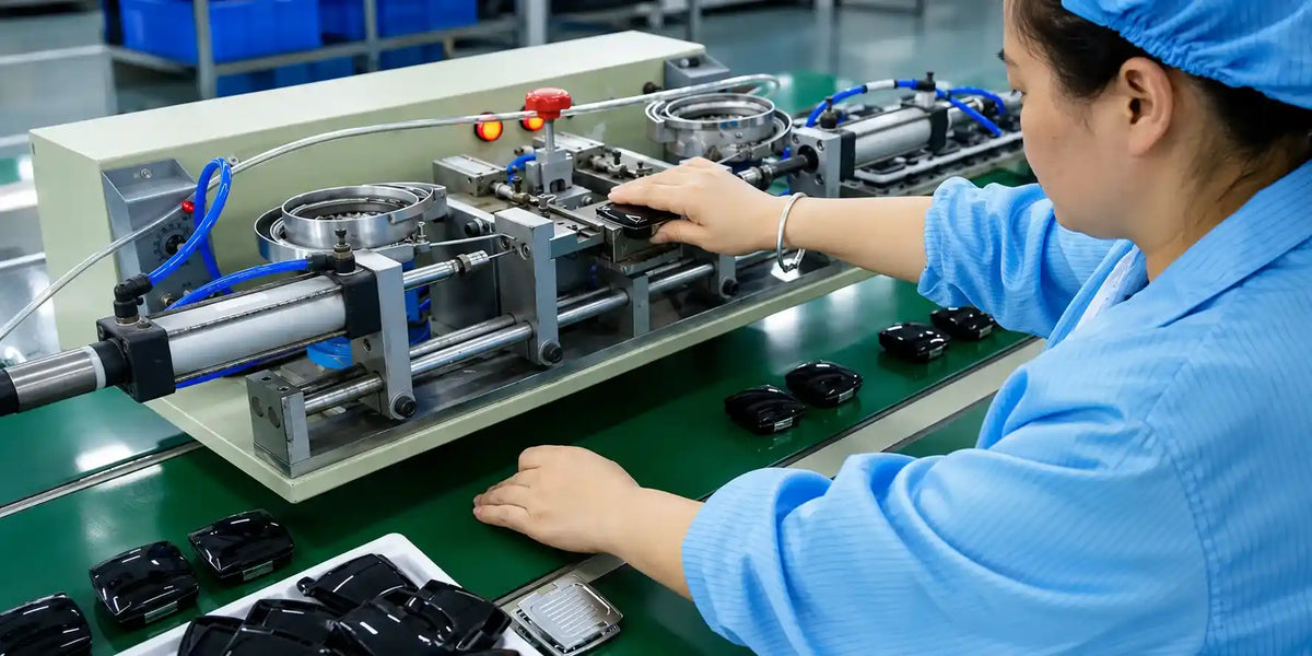 KAIYA cosmetic container manufacturer in China with workers operating assembly equipment for color cosmetic packaging components