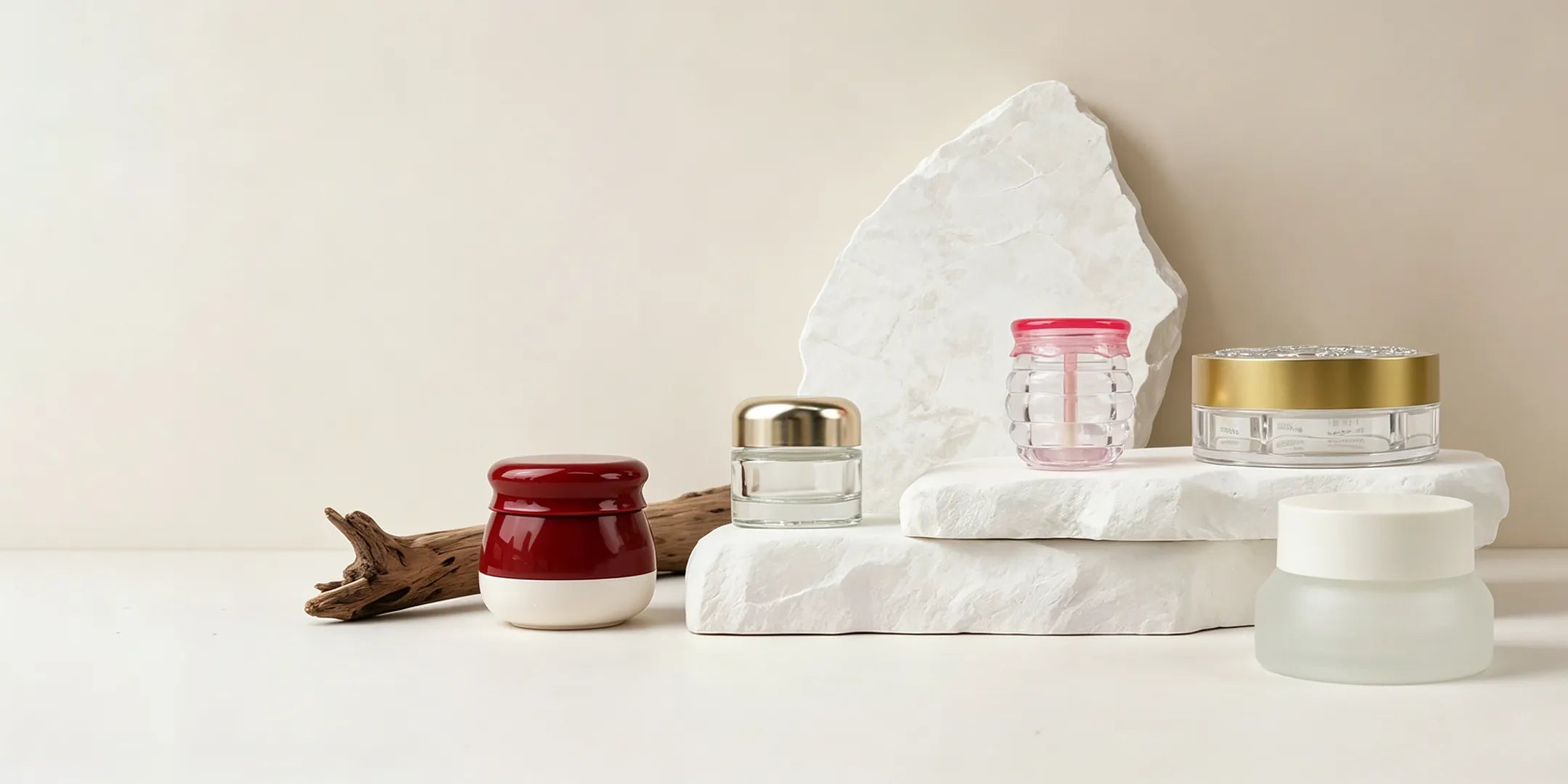 KAIYA cosmetic jars wholesale collection with different makeup jars for lip balm, loose powder, mask, and small cosmetic products