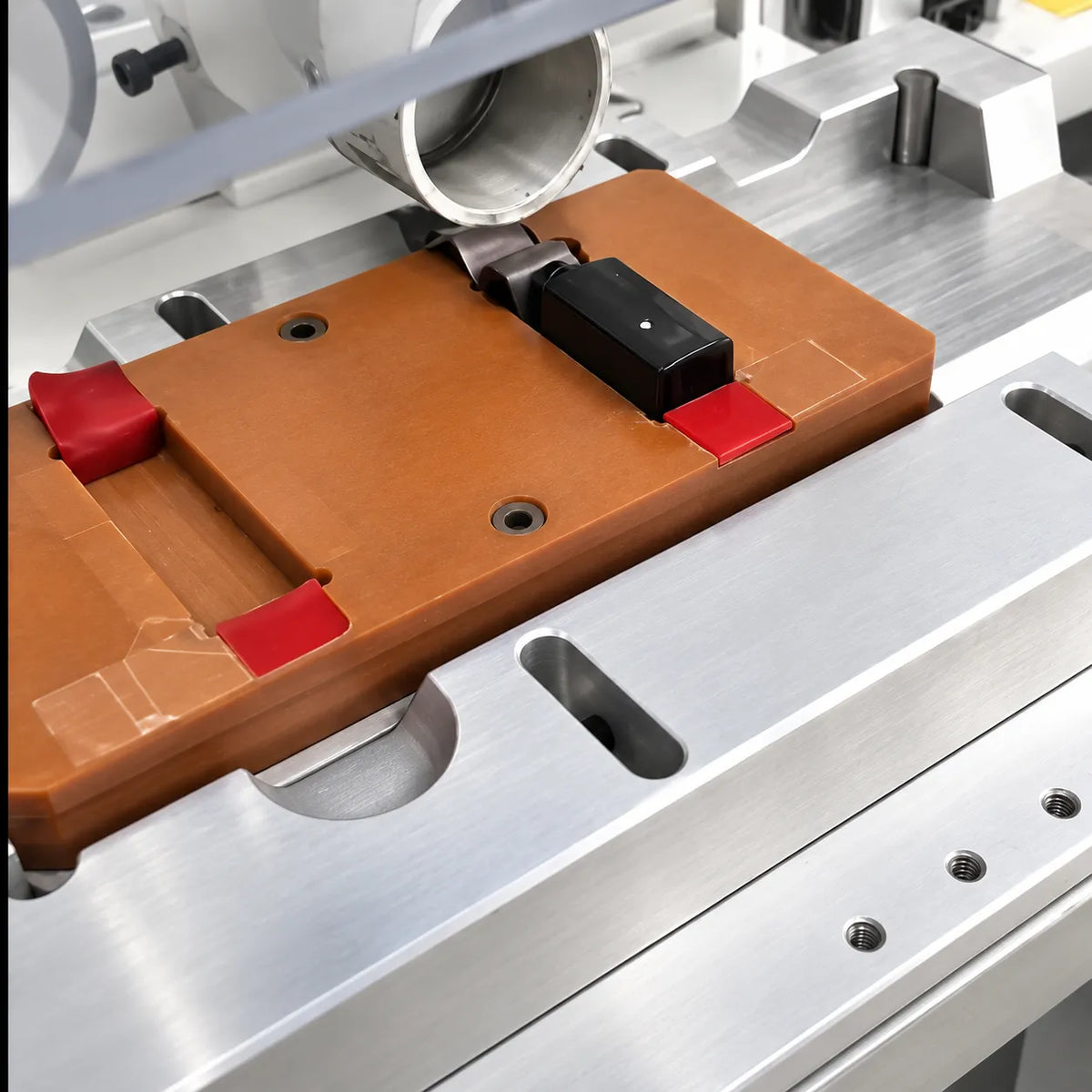 Laser engraving equipment for custom logos and precise decorative markings on cosmetic packaging components at KAIYA in China.