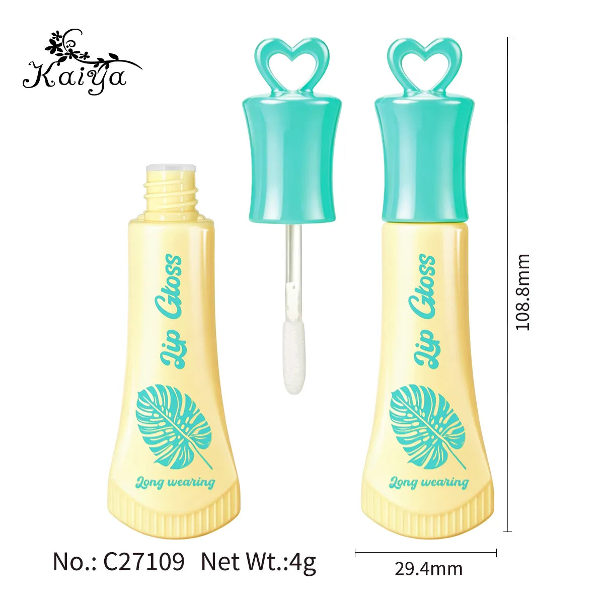 Custom heart-shaped cap design for branded lip gloss tube packaging