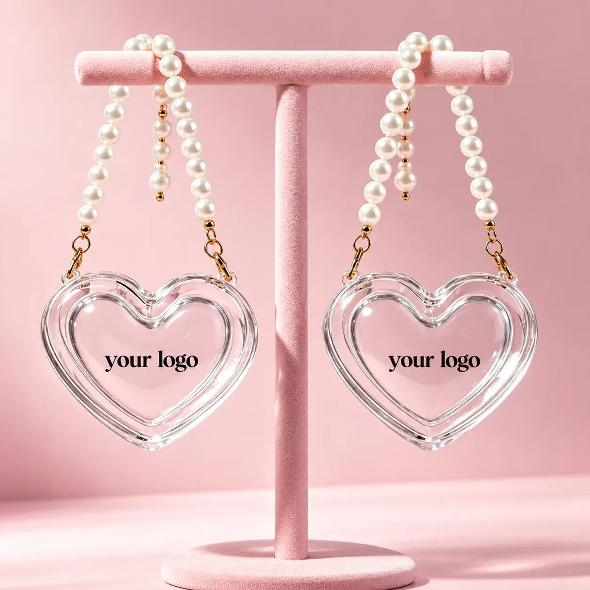KAIYA custom heart-shaped cosmetic palette packaging with transparent cases and pearl handles