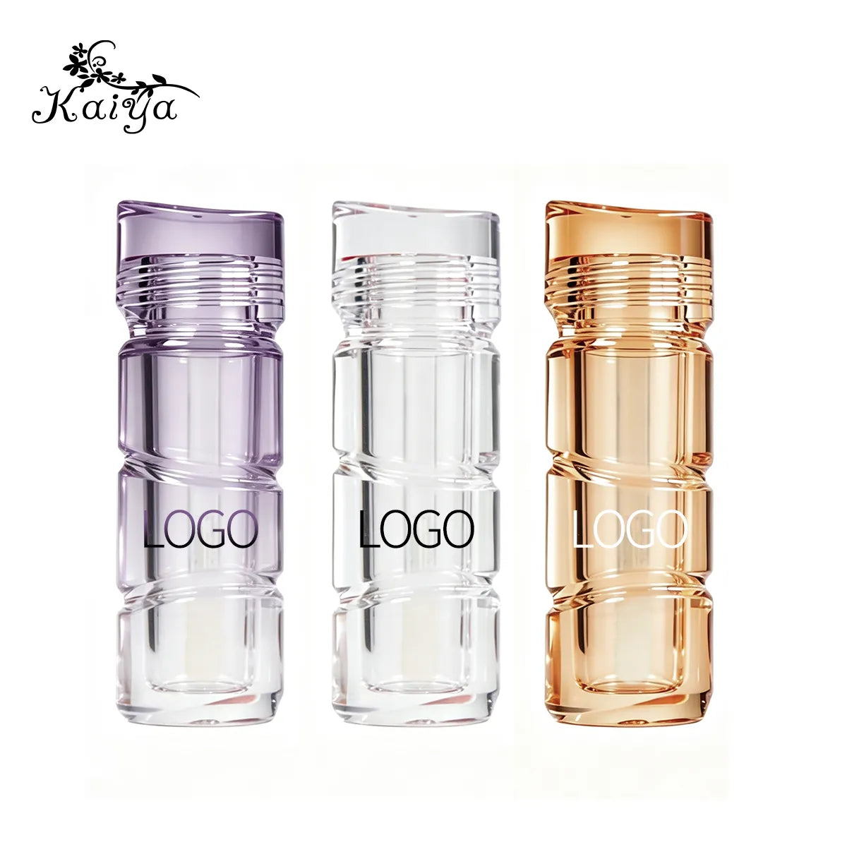 Custom lip gloss bottles in multiple clear color options by KAIYA