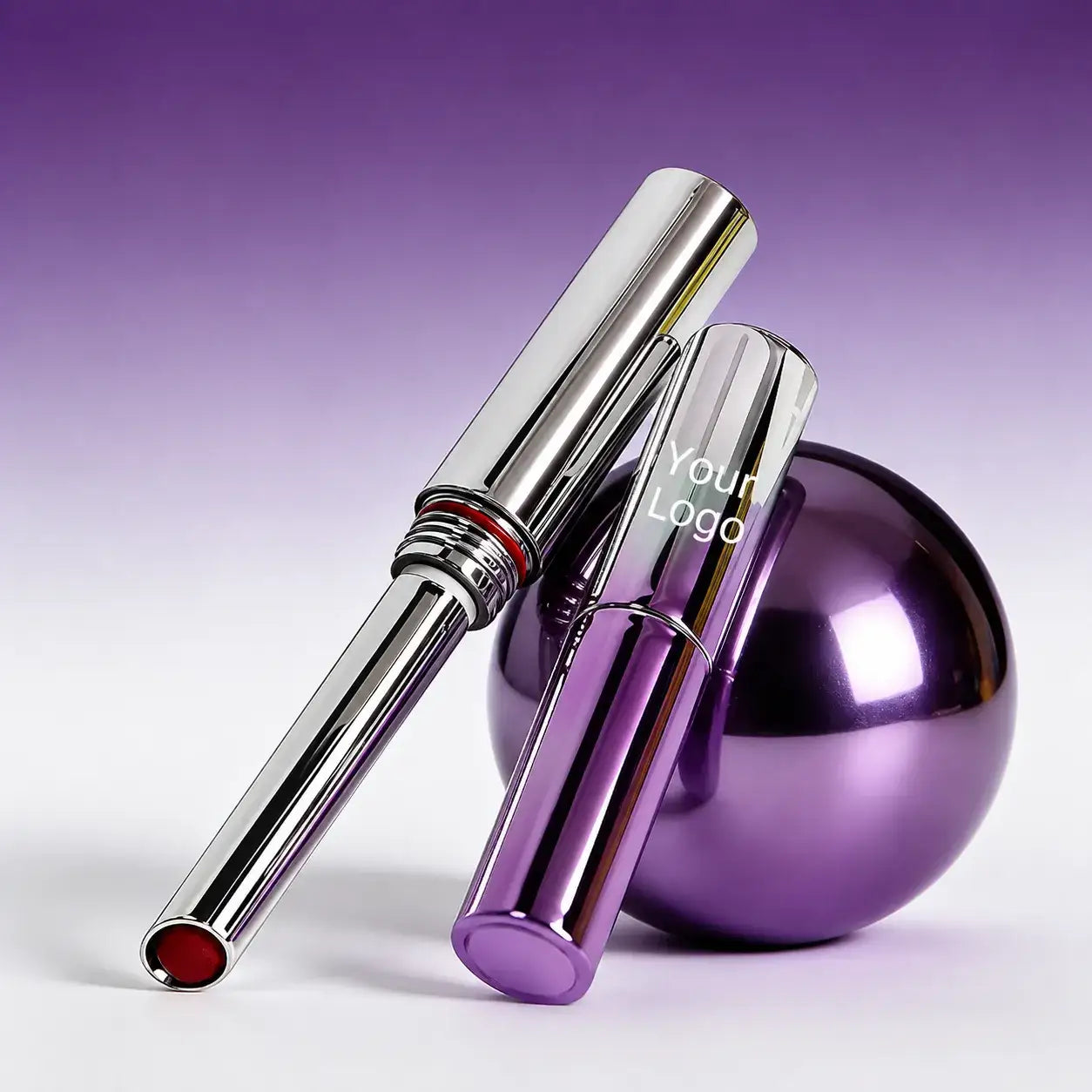 Wholesale private label makeup lip products by KAIYA, showing branded lip color packaging for beauty brands and wholesale makeup projects.