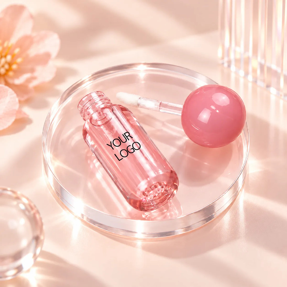 custom mini lip gloss containers with compact logo decoration area
