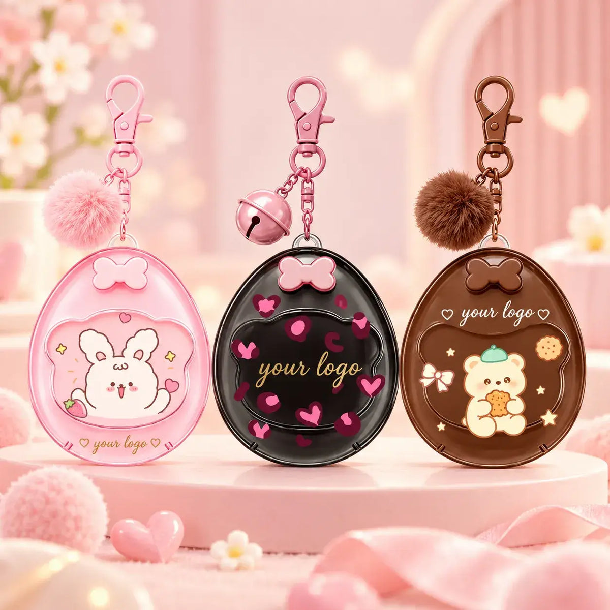 KAIYA cute empty makeup palettes with cartoon keychain cases in custom colors