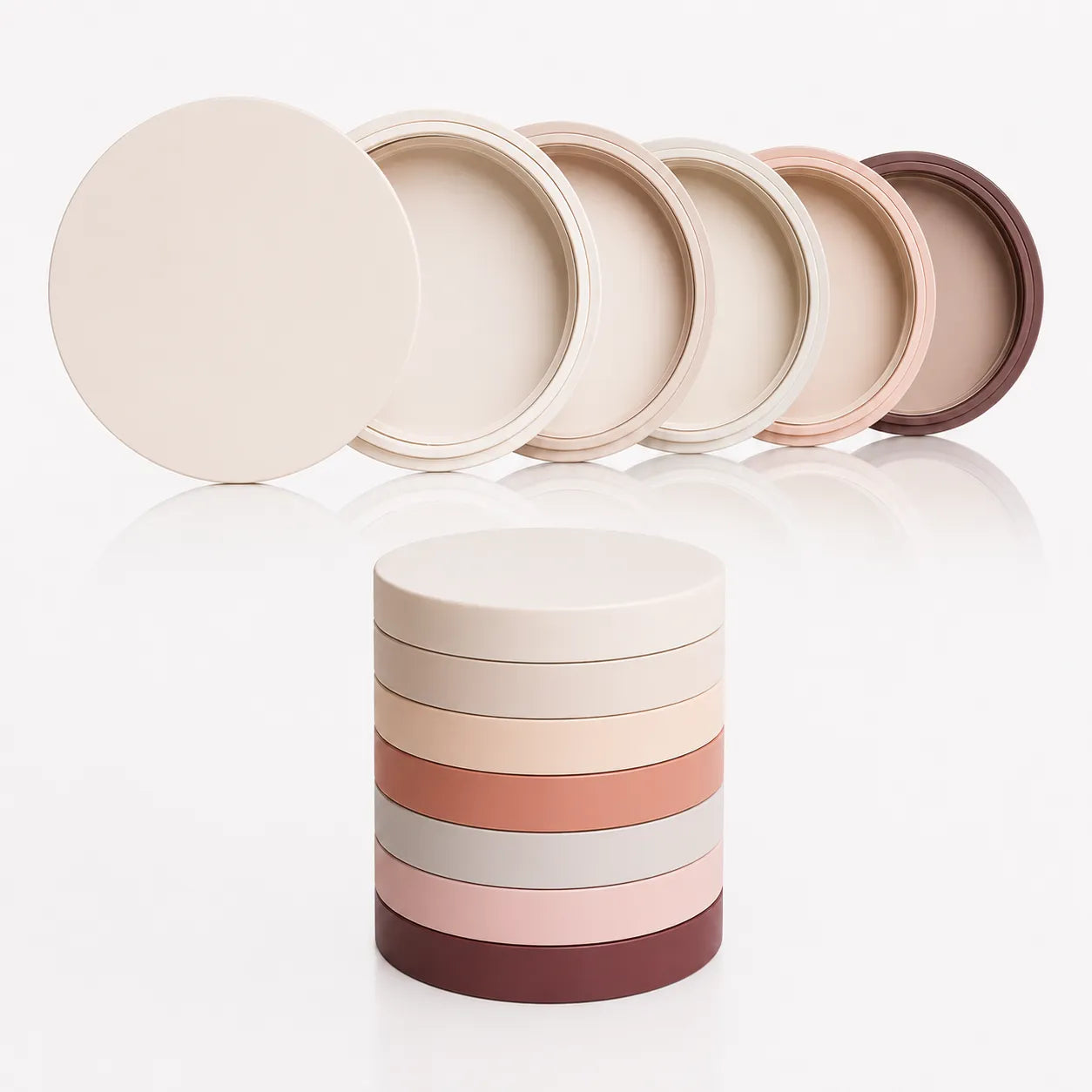 KAIYA empty blush compact with stackable round design for blush, bronzer, highlighter, contour, or pressed powder packaging