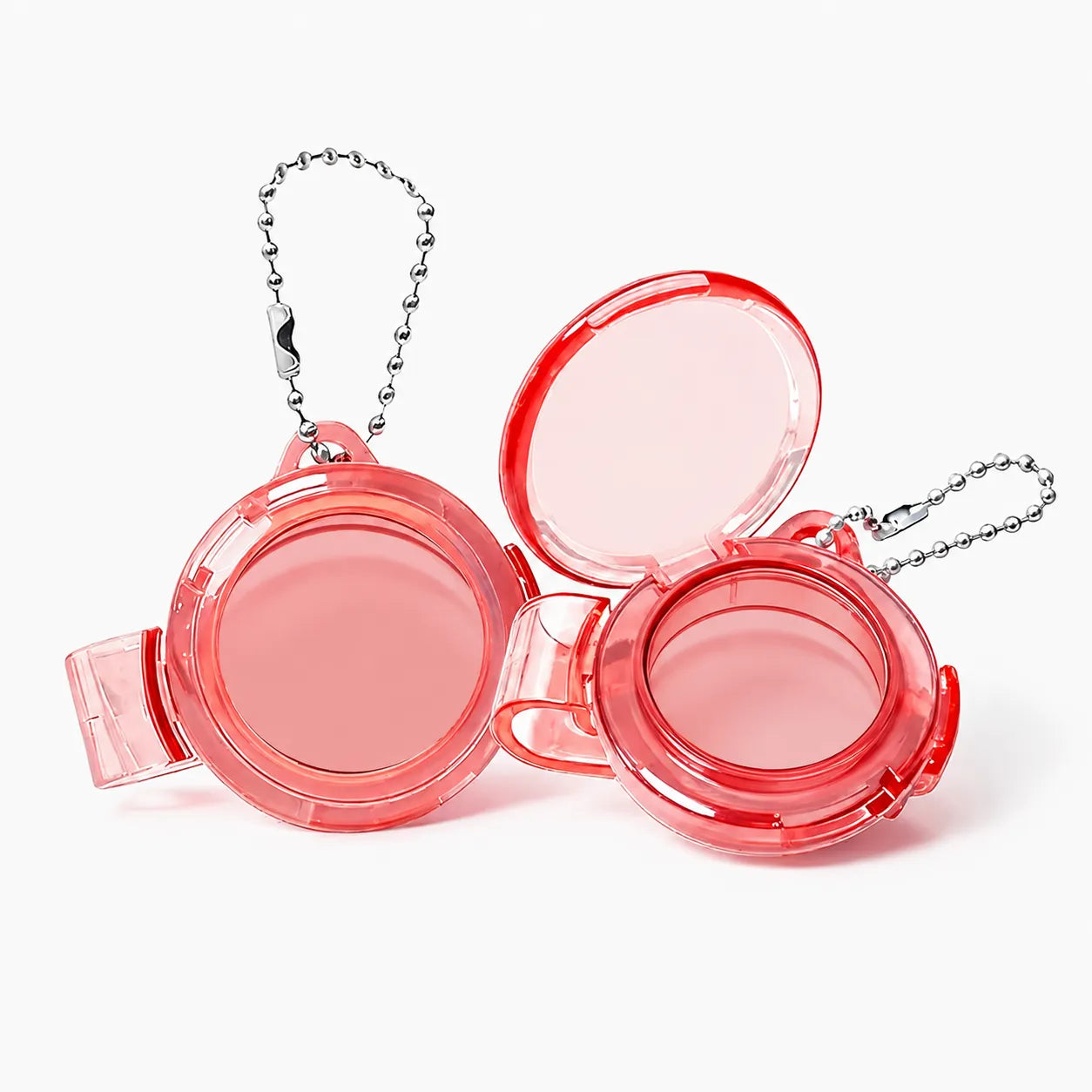 KAIYA empty blush palette in red transparent keychain compact design for blush or small face makeup products