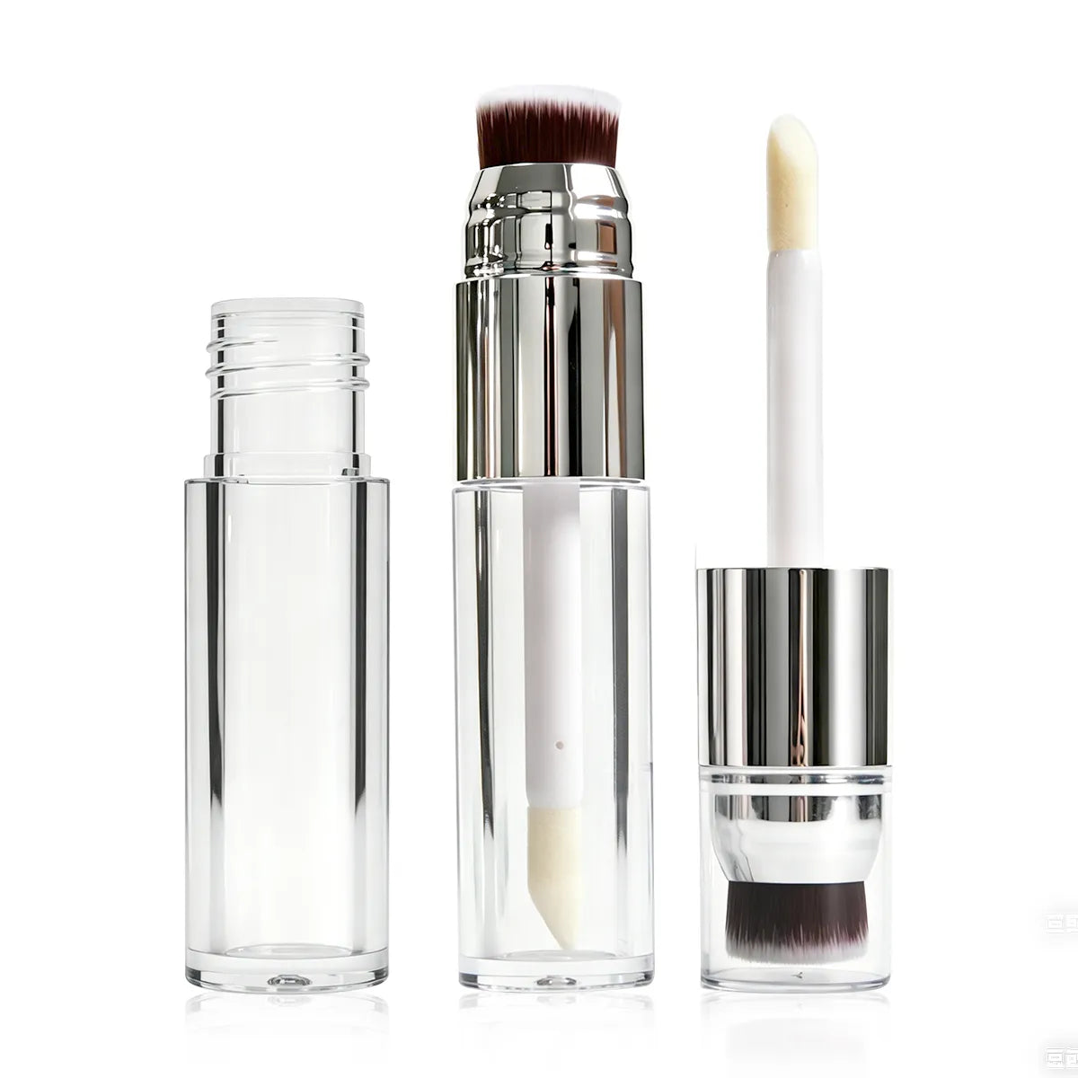 Empty foundation bottle with applicator and brush design by Kaiya