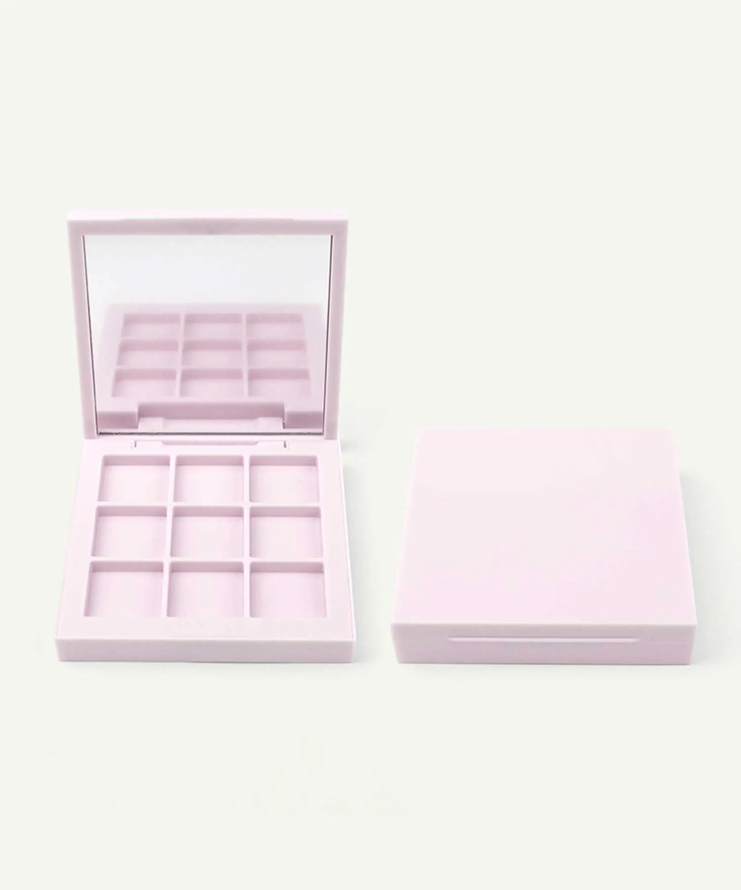 Empty magnetic eyeshadow palette with creative makeup packaging and makeup product packaging design.