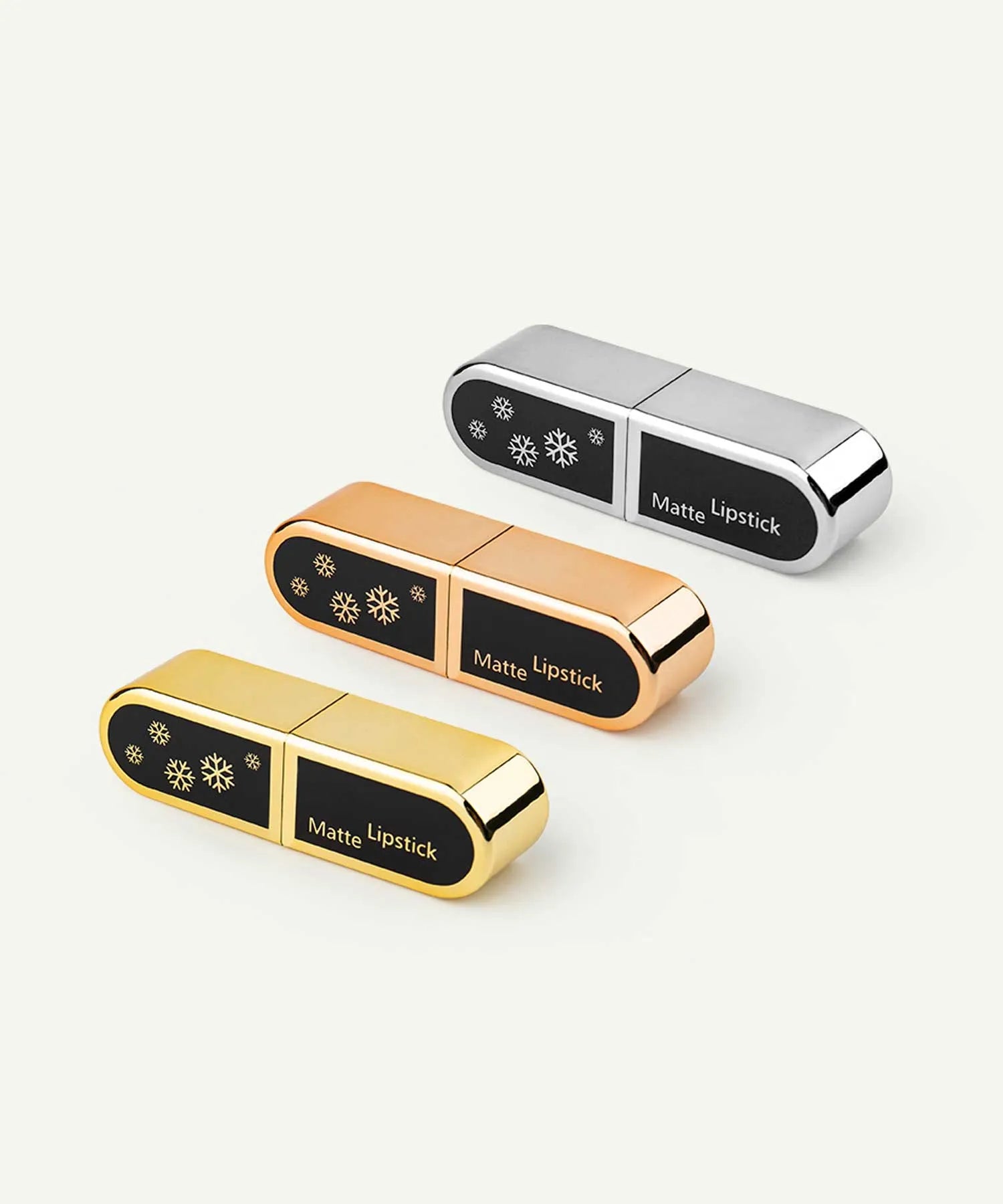 Empty magnetic lipstick tube for high end makeup packaging and luxury cosmetic packaging.