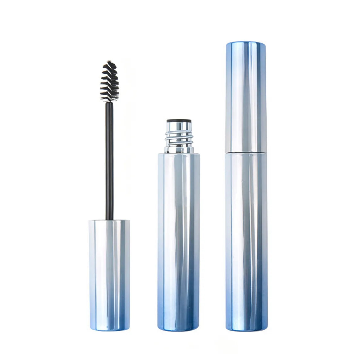 Kaiya eyebrow gel silver bottle in an eyebrow gel tube design with spoolie applicator