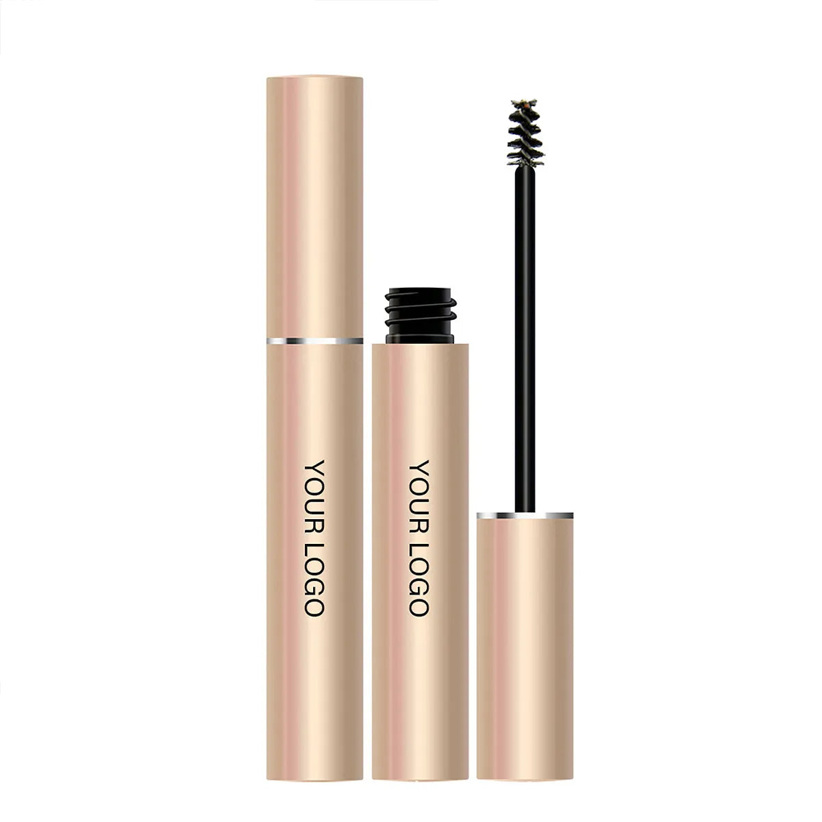 Kaiya eyebrow gel tube in a rose gold eyebrow tube design with spoolie applicator