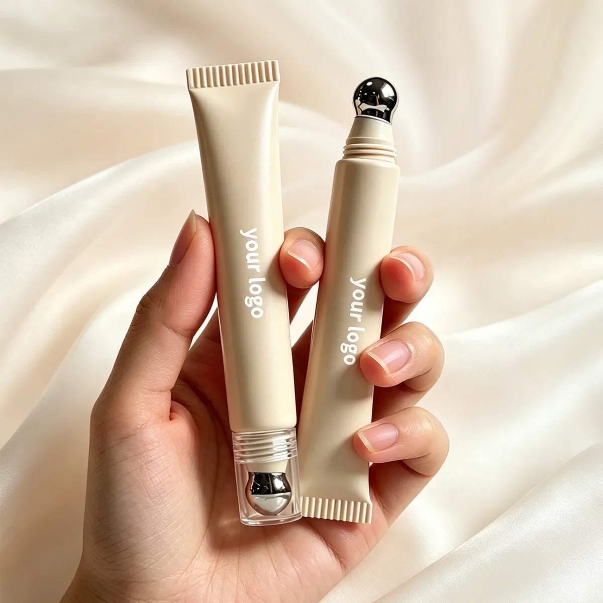 KAIYA flexible lip gloss squeeze tube containers with rounded metal applicator tips for controlled dispensing.