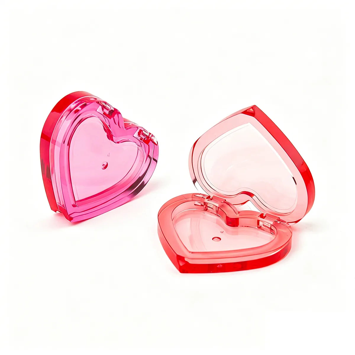 KAIYA heart shaped blush compact in pink transparent design for blush compact packaging and cute face makeup products