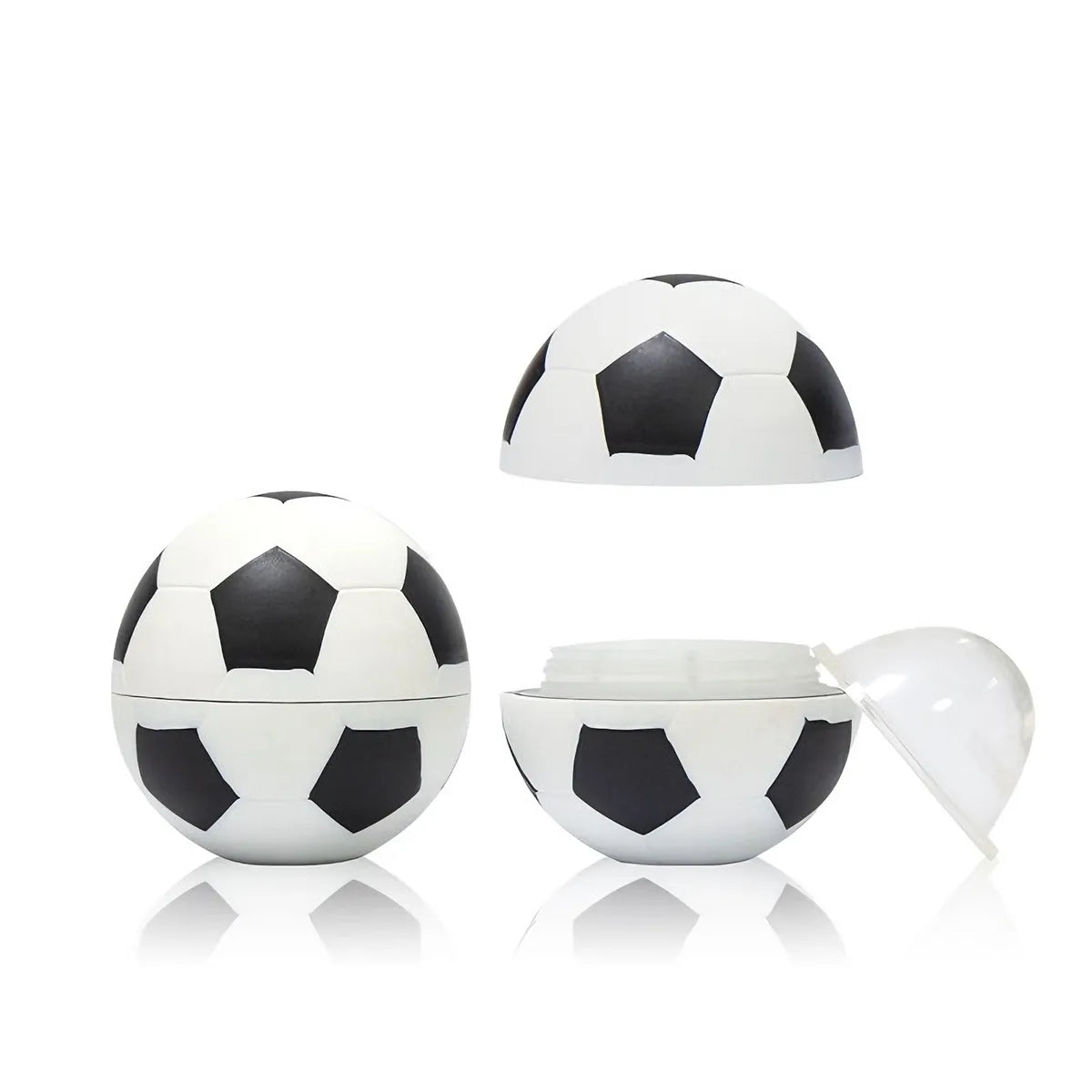 Kaiya lip balm round ball container in a soccer ball inspired lip care design