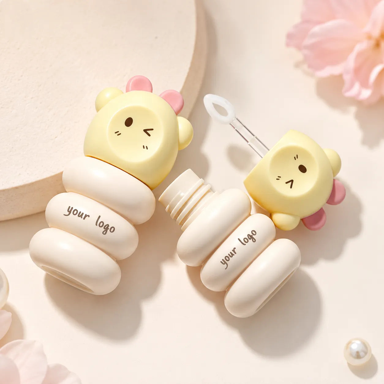Lip gloss tube containers by KAIYA, featuring cute bear-shaped empty lip gloss packaging with applicator in 3.8ml size.