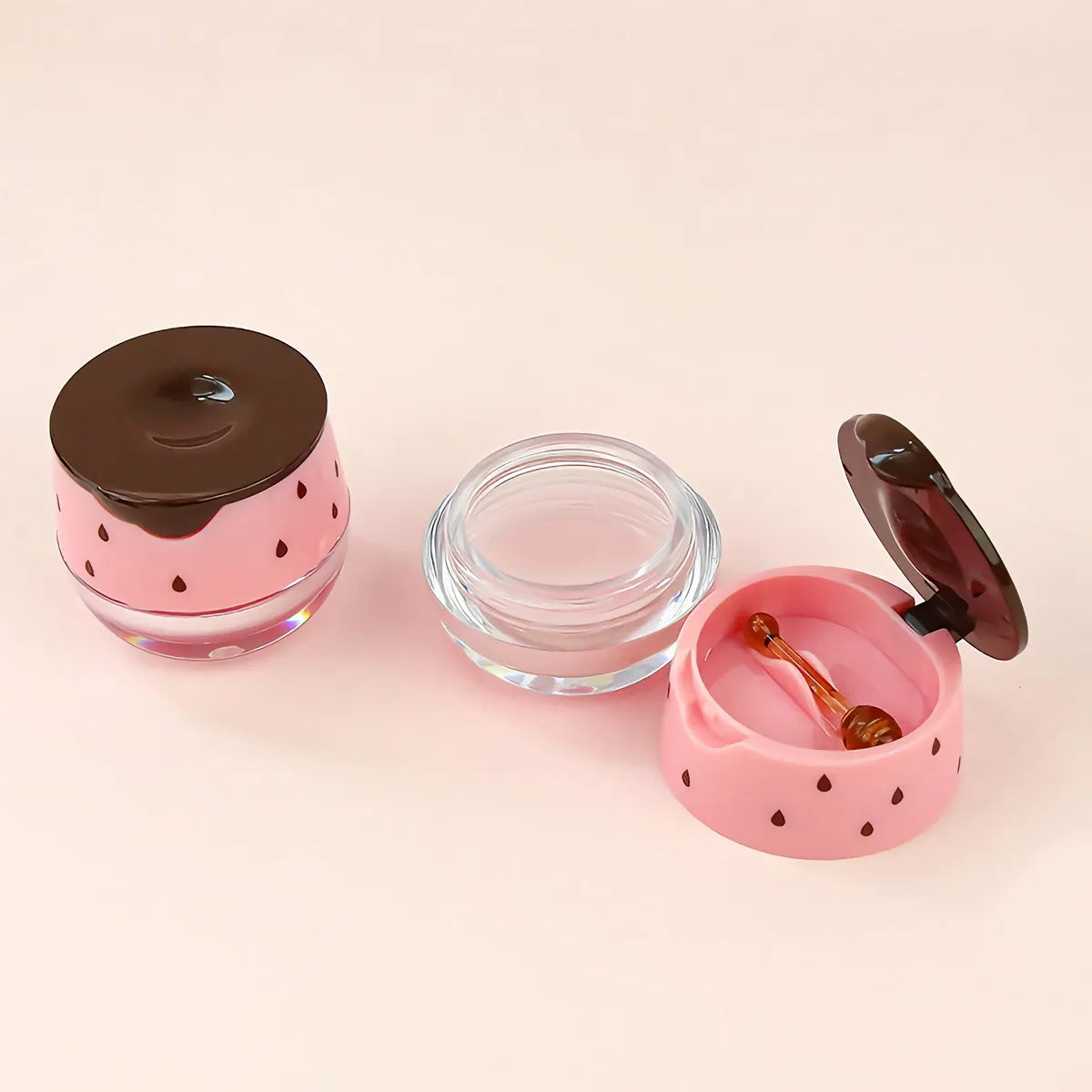KAIYA lip mask pink jar with applicator and clear inner jar for custom lip mask packaging projects