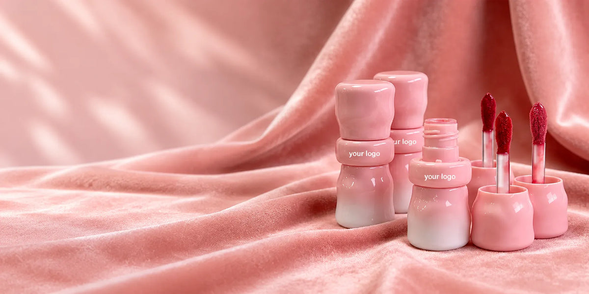 KAIYA lip tint manufacturer showing custom lip tint products and applicators for private label production.