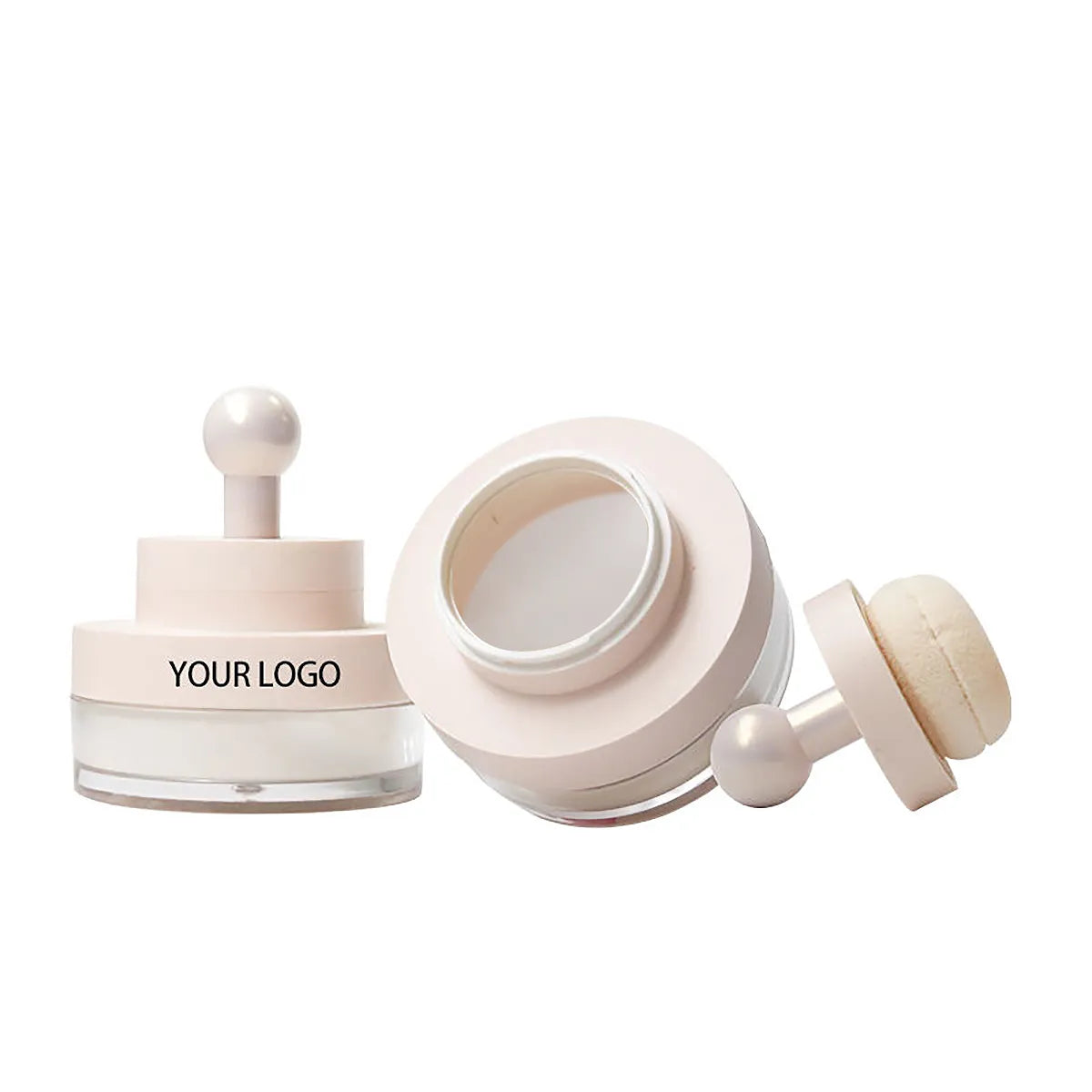 Kaiya loose powder container with puff in a compact jar design for portable powder packaging