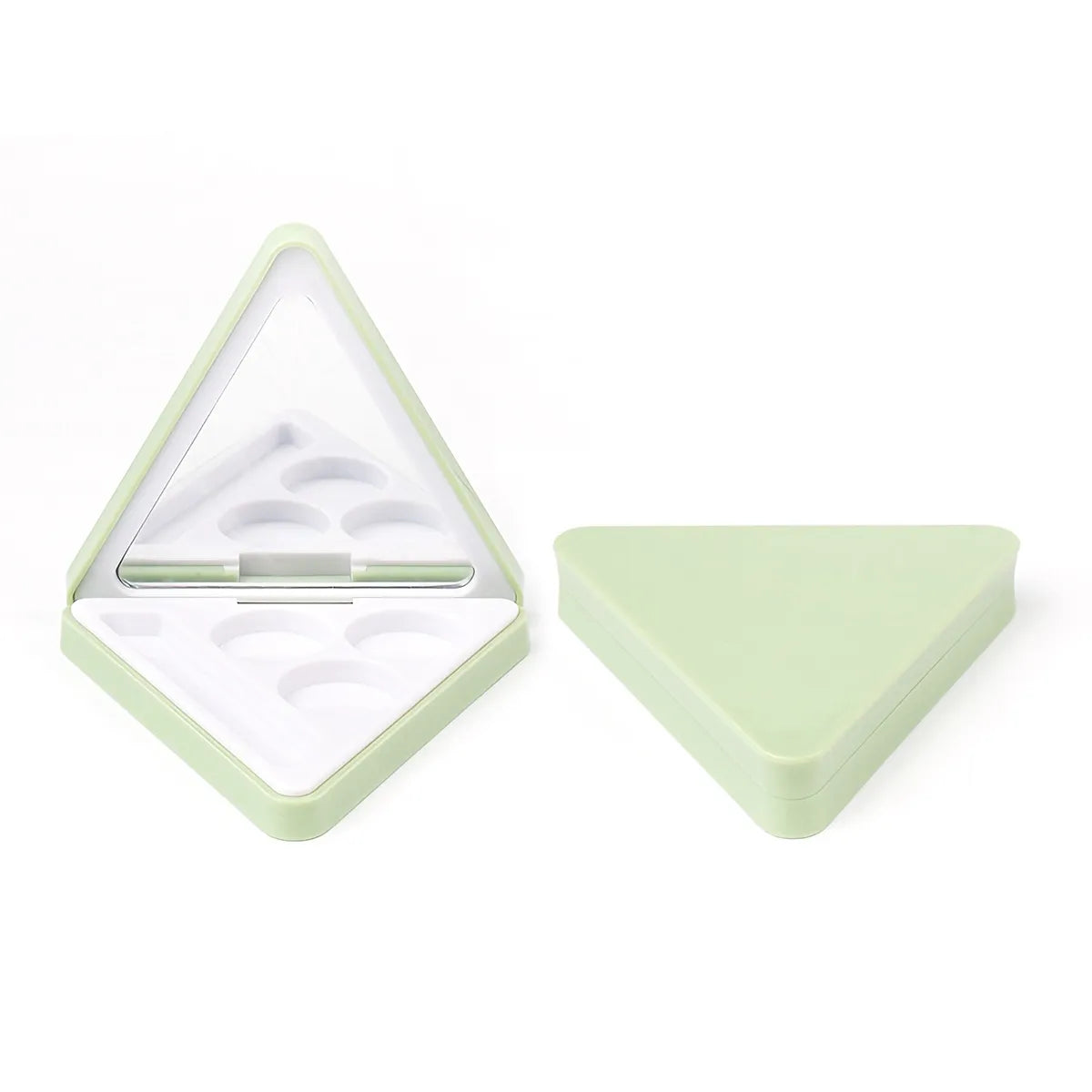 KAIYA magnetic eyeshadow case in triangle shape with compact pan layout for creative eye makeup packaging