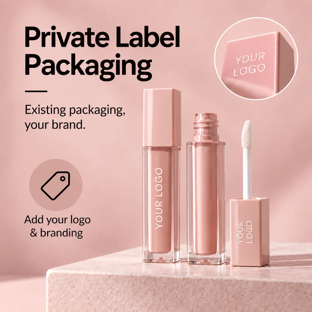 KAIYA private label cosmetic packaging using existing color cosmetic packaging with custom logo and branding