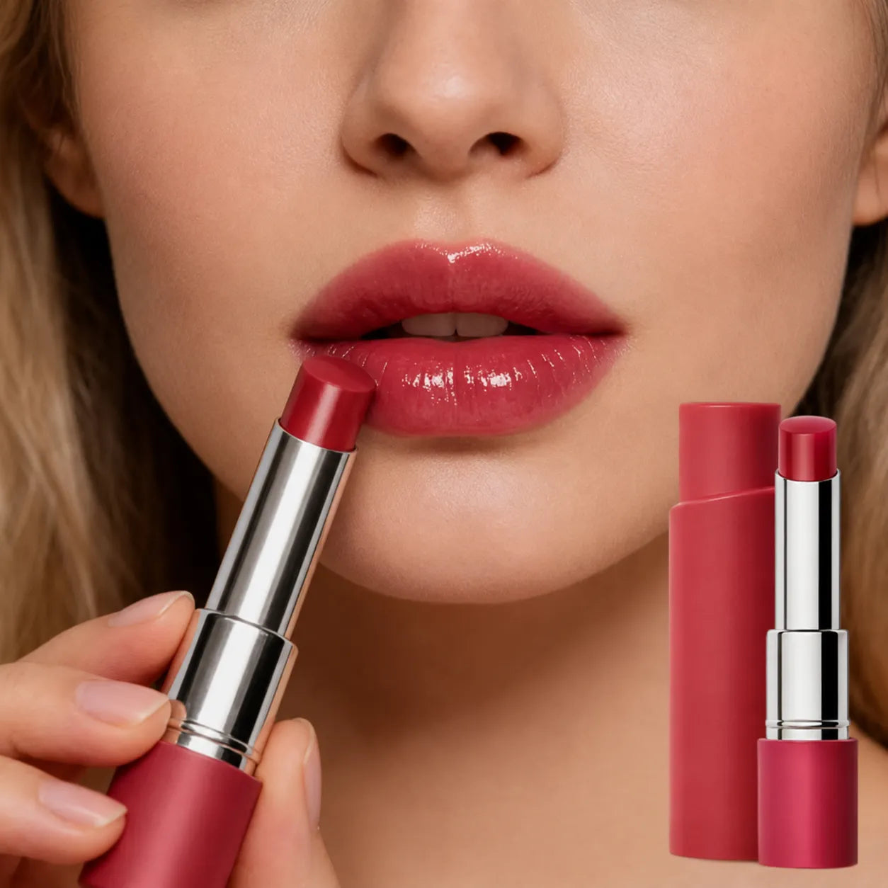 Private label makeup products by KAIYA, showing lipstick and lip color products for beauty brands building a private label makeup line.