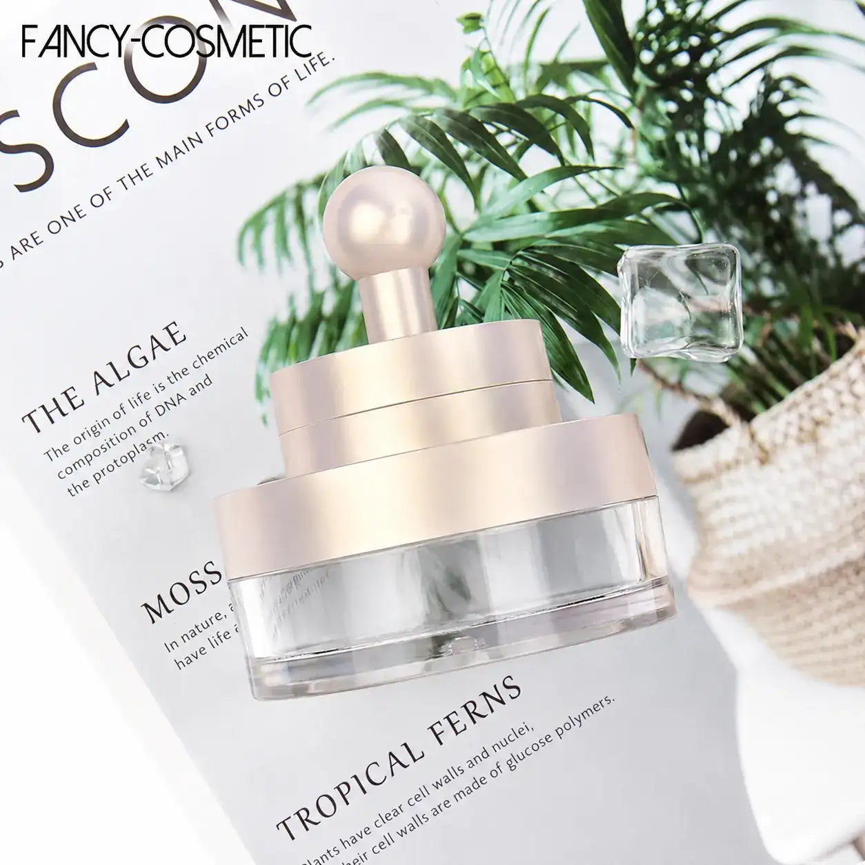 Setting powder container with puff, elegant powder case designed for loose setting powder application