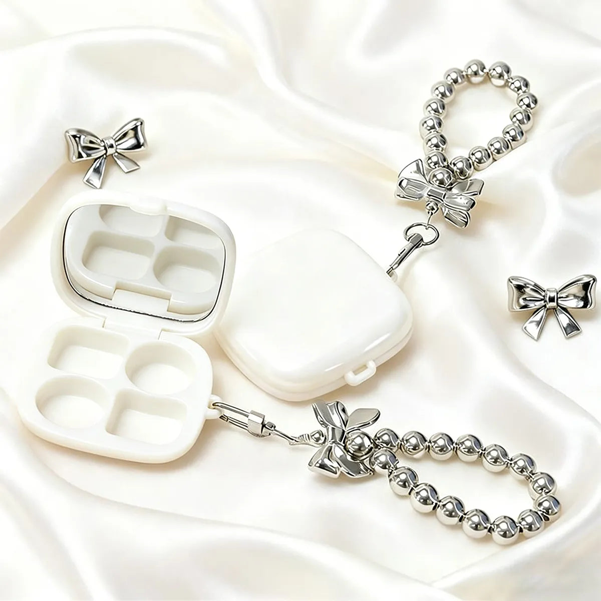 KAIYA small empty eyeshadow palette in white keychain case for mini eyeshadow or small makeup palette packaging