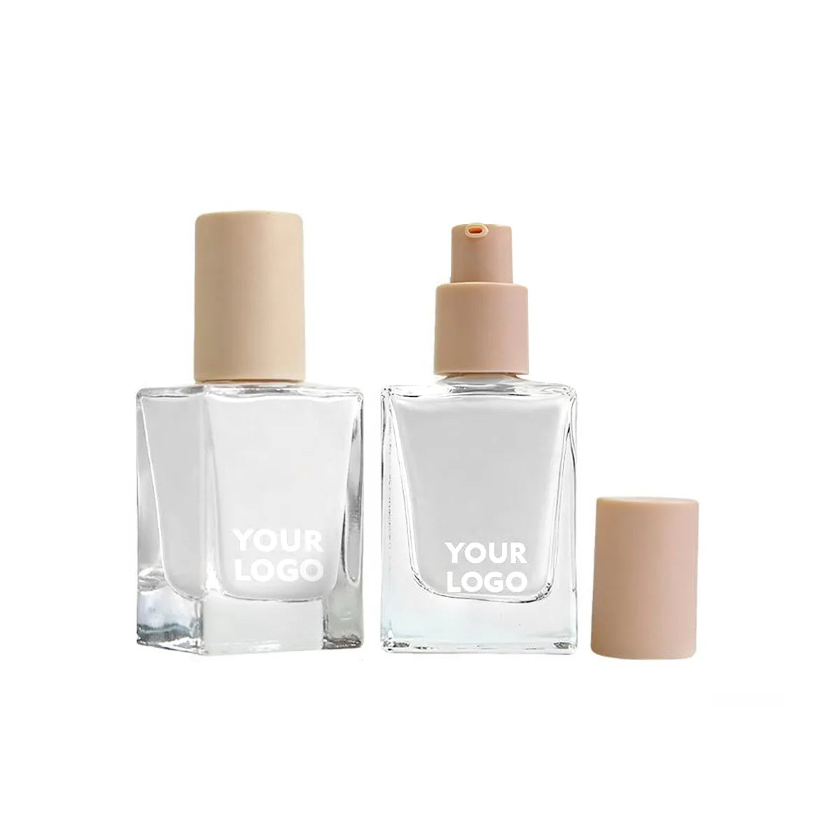Kaiya square glass cosmetic bottle in a glass makeup bottle design with cap