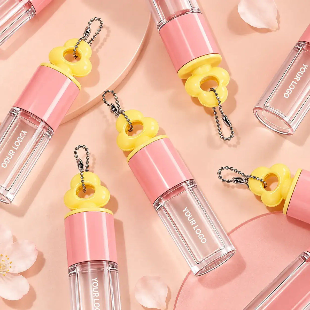 Kaiya unique lip gloss tubes wholesale with decorative keychain caps for custom cosmetic packaging projects