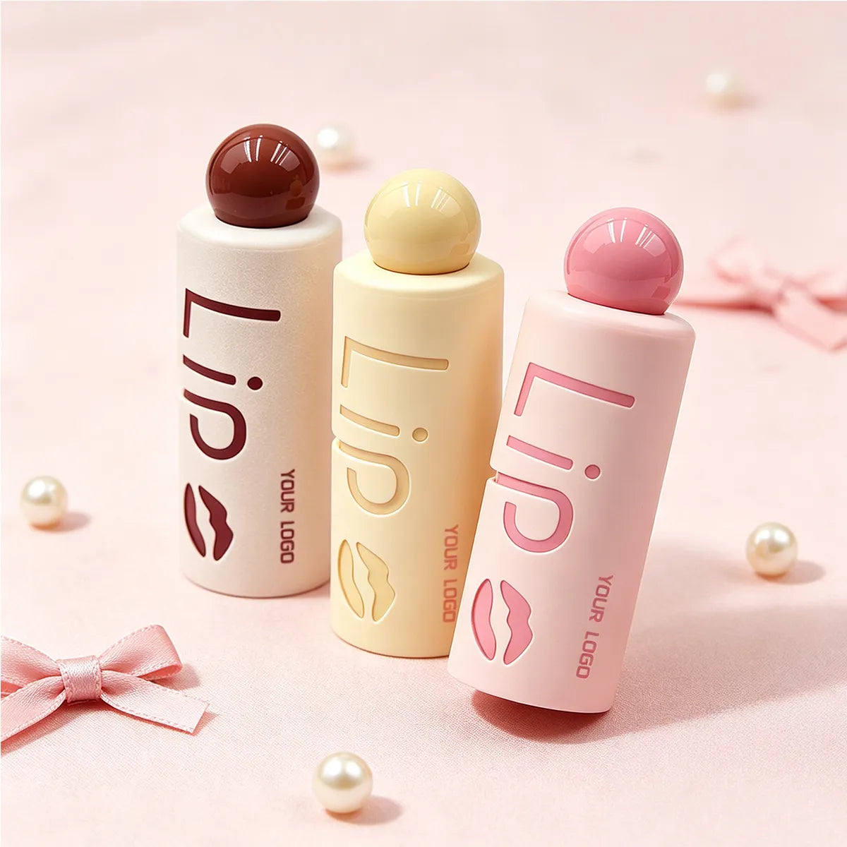 Lip gloss bottles with colorful packaging and round cap designs for custom lip gloss collections