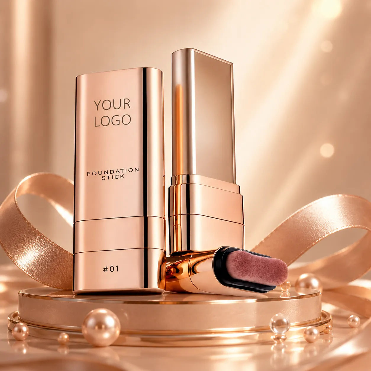 Sunscreen gold packaging with glossy beauty stick packaging by KAIYA