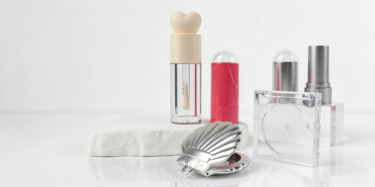 Kaiya blush packaging collection with empty liquid blush container, cream blush tube, blush stick packaging and compact case options