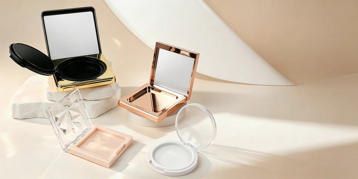 KAIYA empty cosmetic compacts collection for powder, blush, cushion, and small face makeup packaging projects
