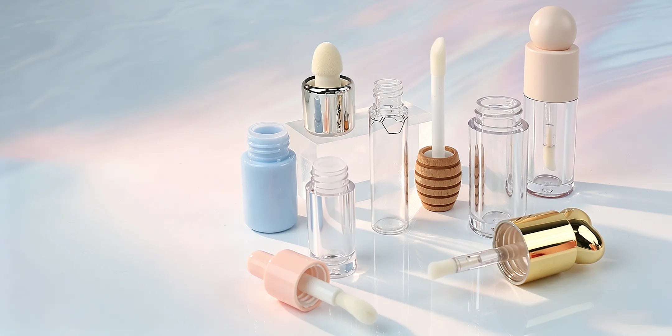 KAIYA foundation stick packaging collection with twist-up stick containers and coordinated makeup packaging options for base makeup lines