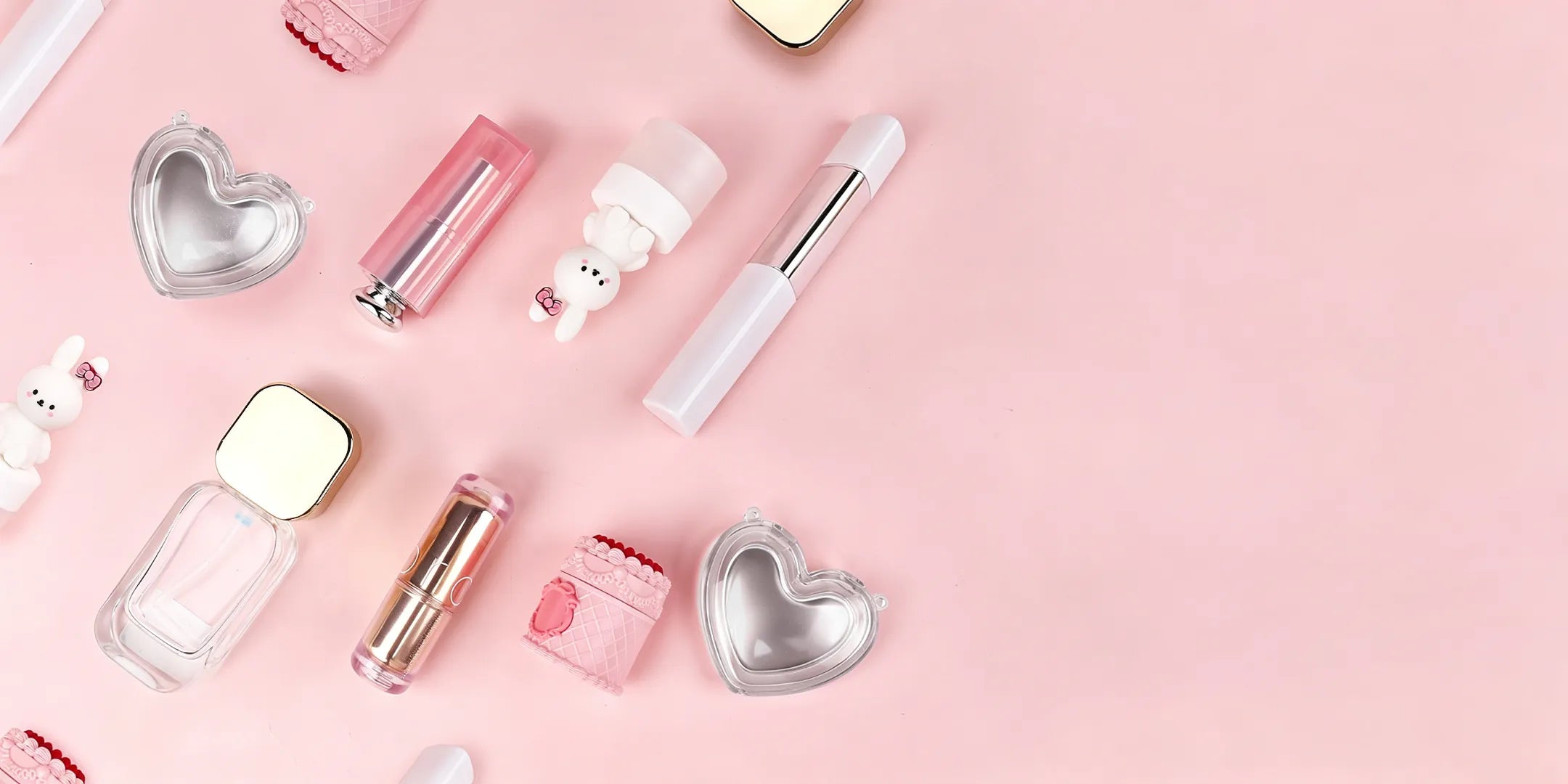 Kaiya cosmetic containers wholesale collection featuring tubes, bottles, jars, compacts, and sticks for different makeup packaging formats.