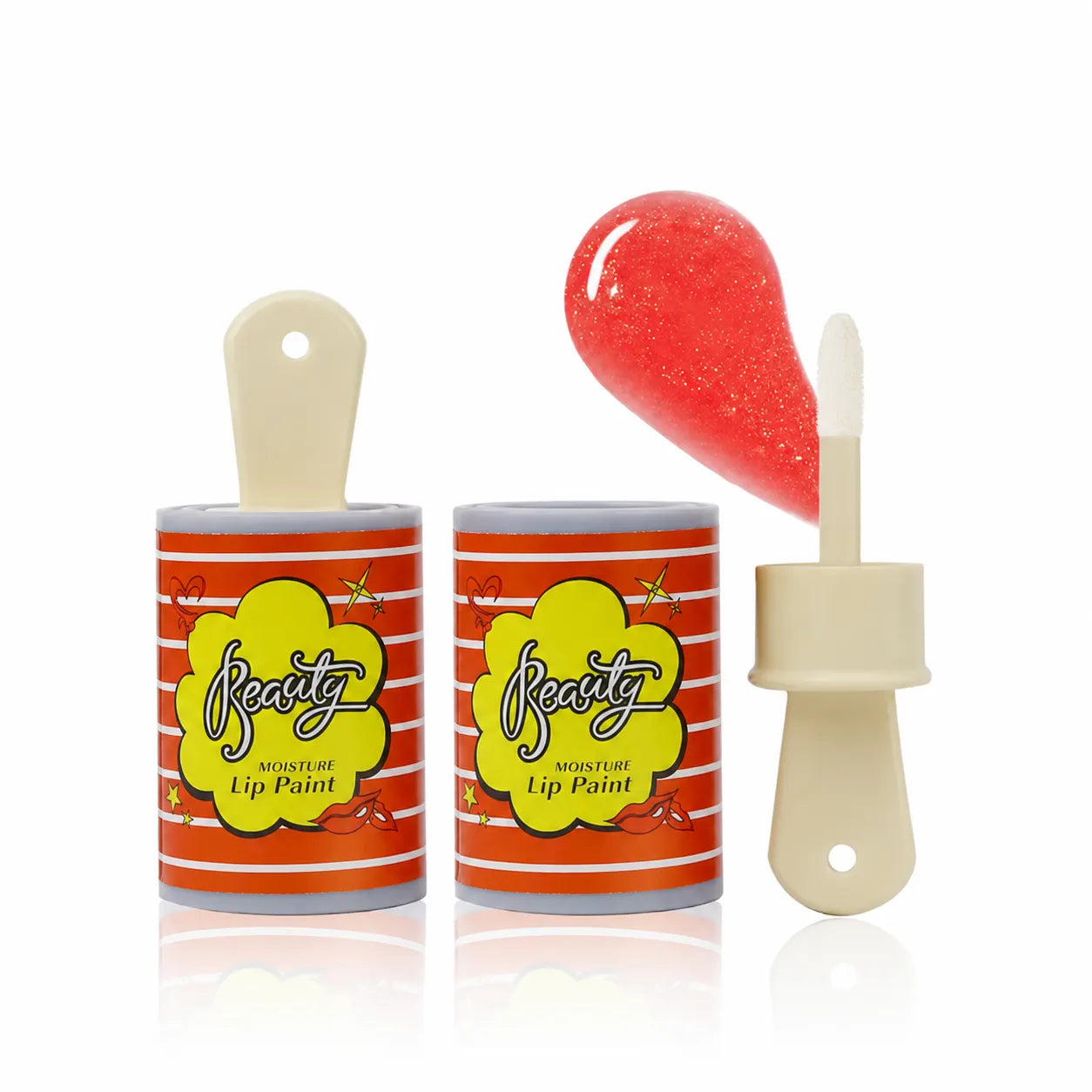 Kaiya cute lip tint packaging in playful can-shaped containers with a clean applicator and bright novelty styling.
