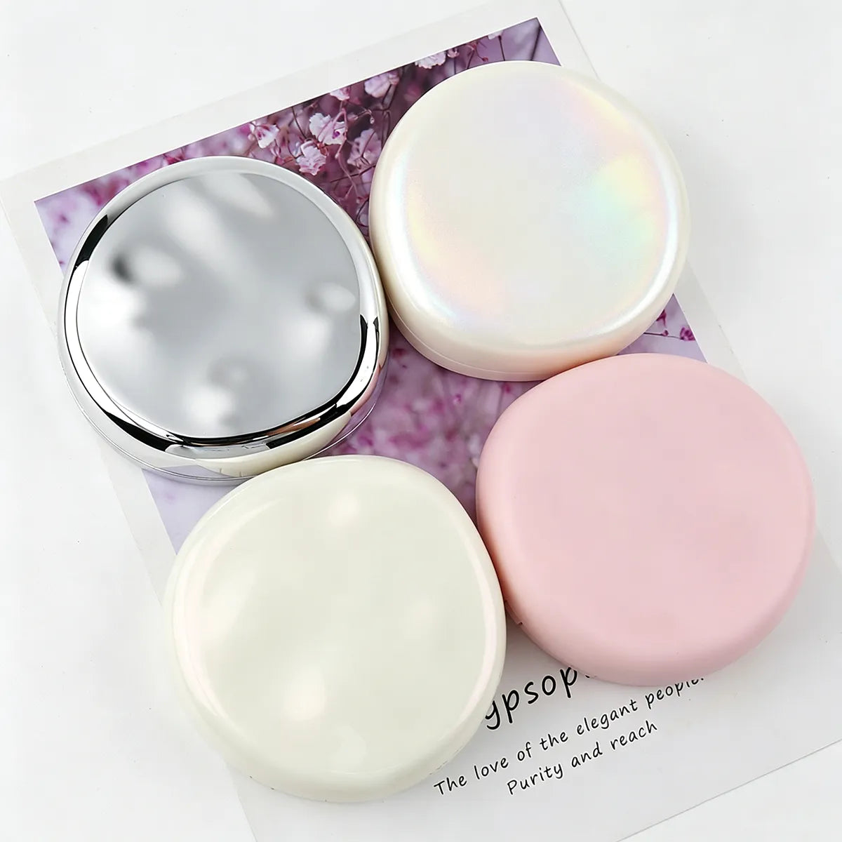 Empty blush compact with custom color and finish options for blush, contour, and pressed powder packaging.