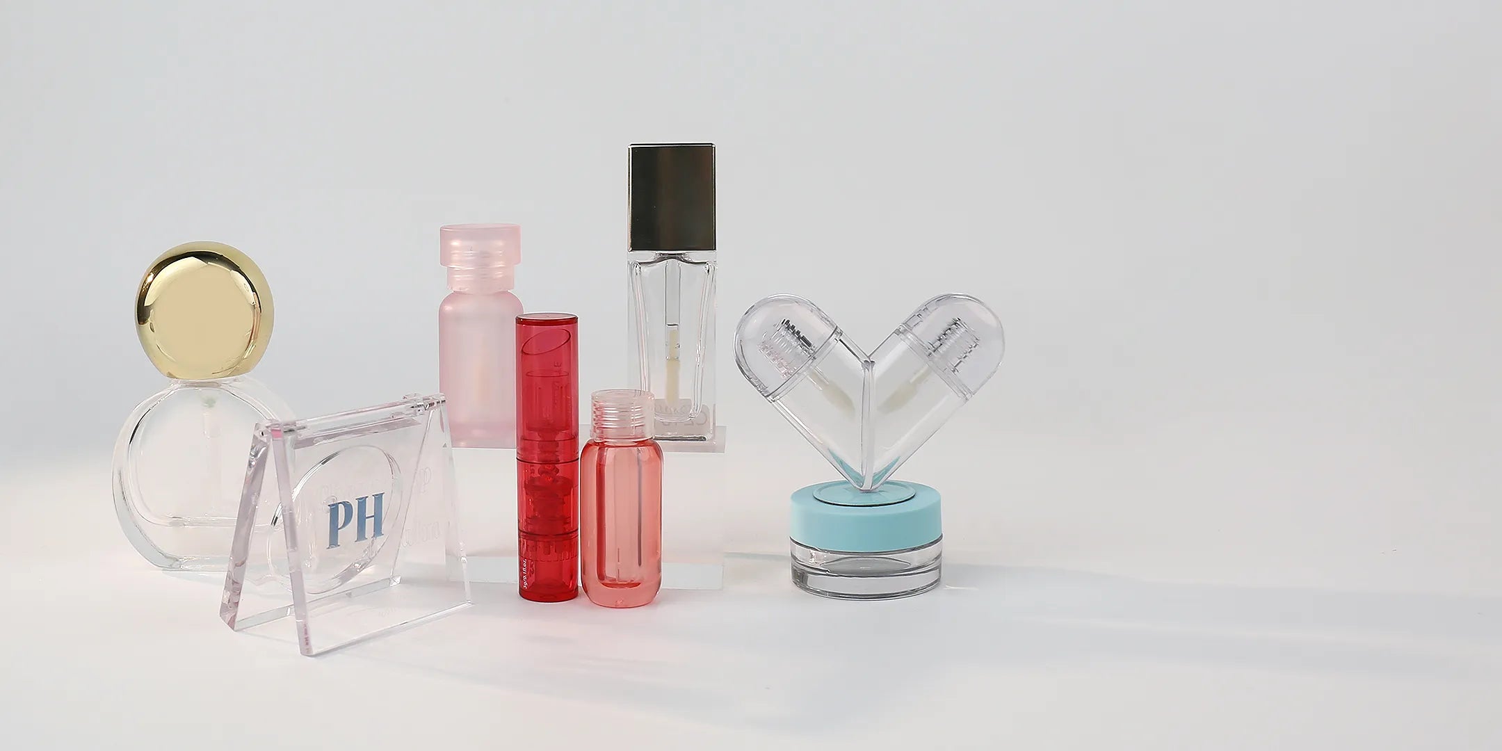 Kaiya frosted cosmetic jars wholesale collection with translucent jars, bottles, and custom cosmetic packaging options for beauty brands.