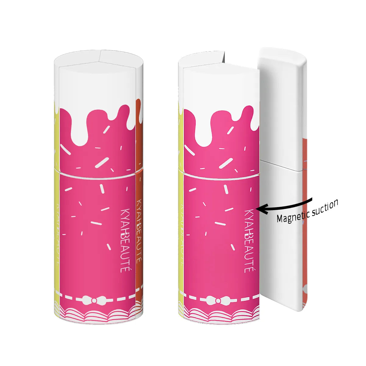 KAIYA 3-in-1 magnetic empty mascara tube with mirror compact and magnetic phone stand design