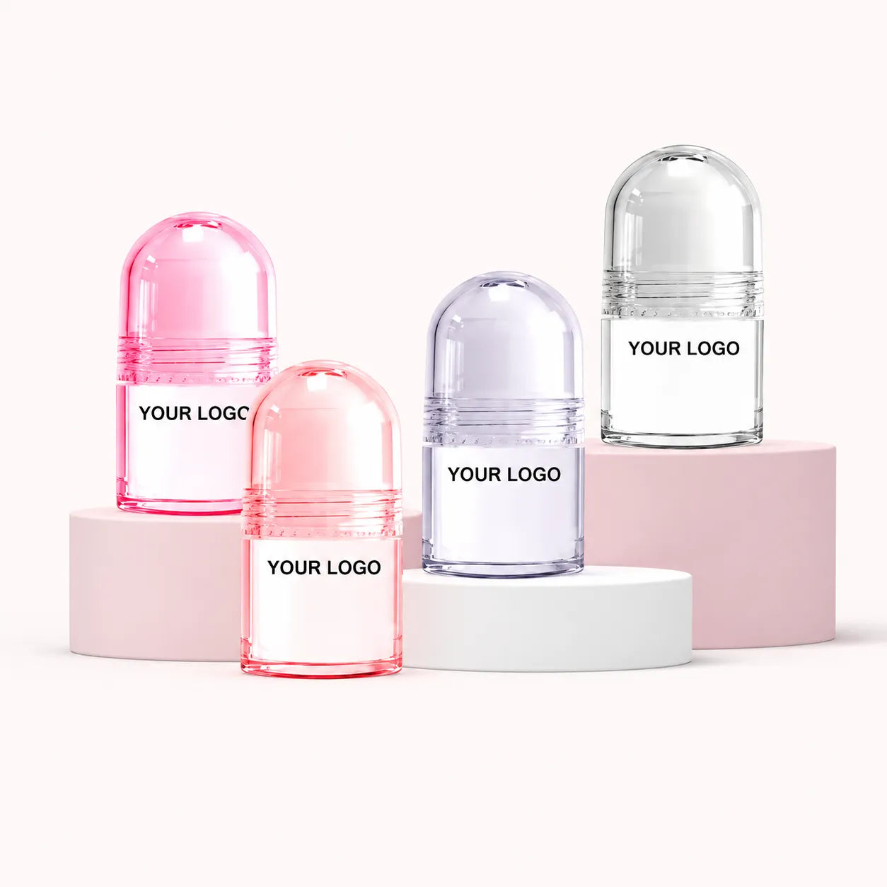 Kaiya clear cosmetic packaging with custom color roll-on bottles for beauty product packaging