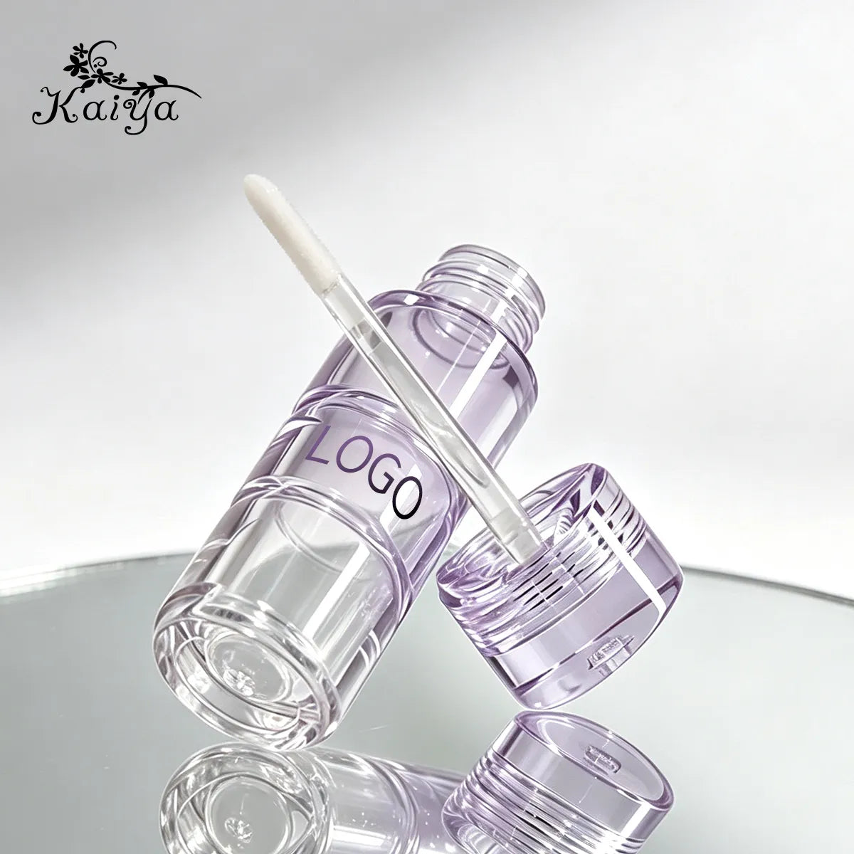 Clear lip gloss containers with flocked applicator and transparent bottle body