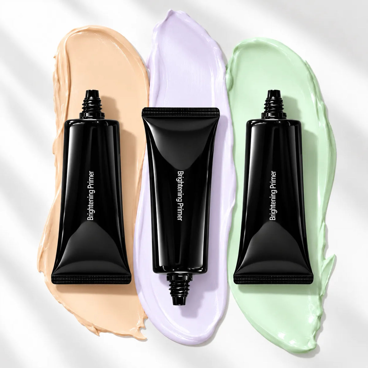 Beige, lavender and green cosmetic cream shades illustrating color correction and undertone options for concealer formulation development.