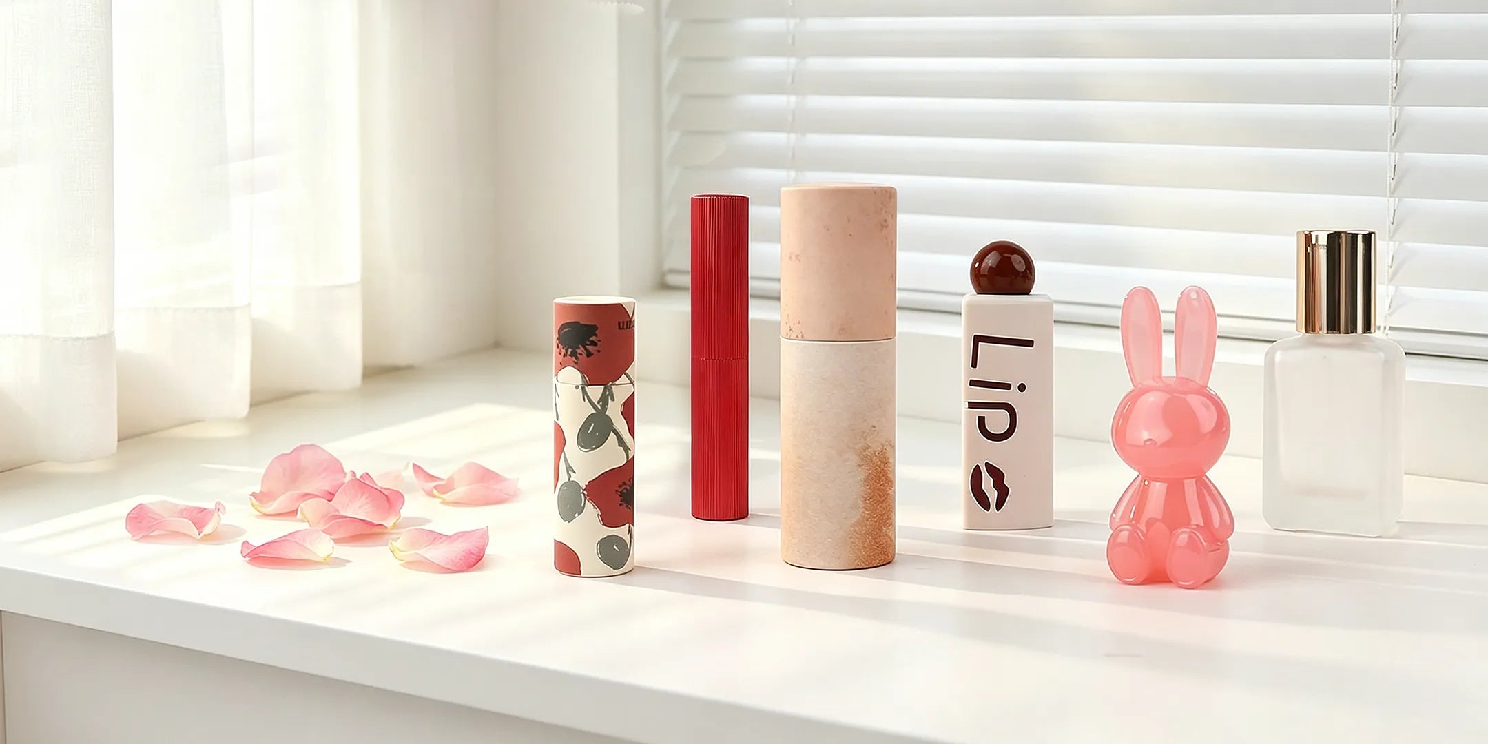 Kaiya cosmetic packaging wholesale collection featuring plastic, glass, aluminum, and paper cosmetic packaging solutions for beauty brands