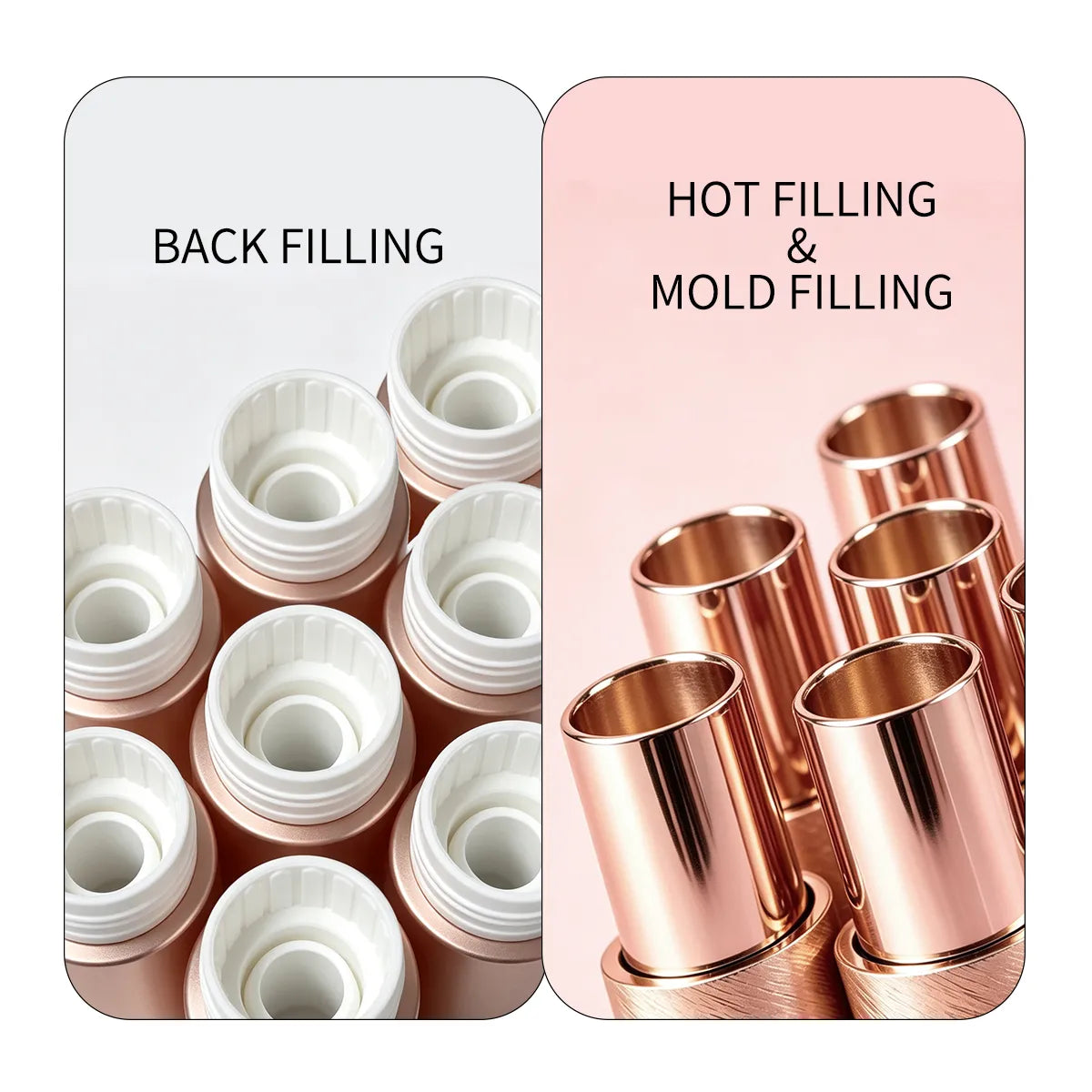KAIYA cosmetic refill packaging components designed for back filling, hot filling and mold filling