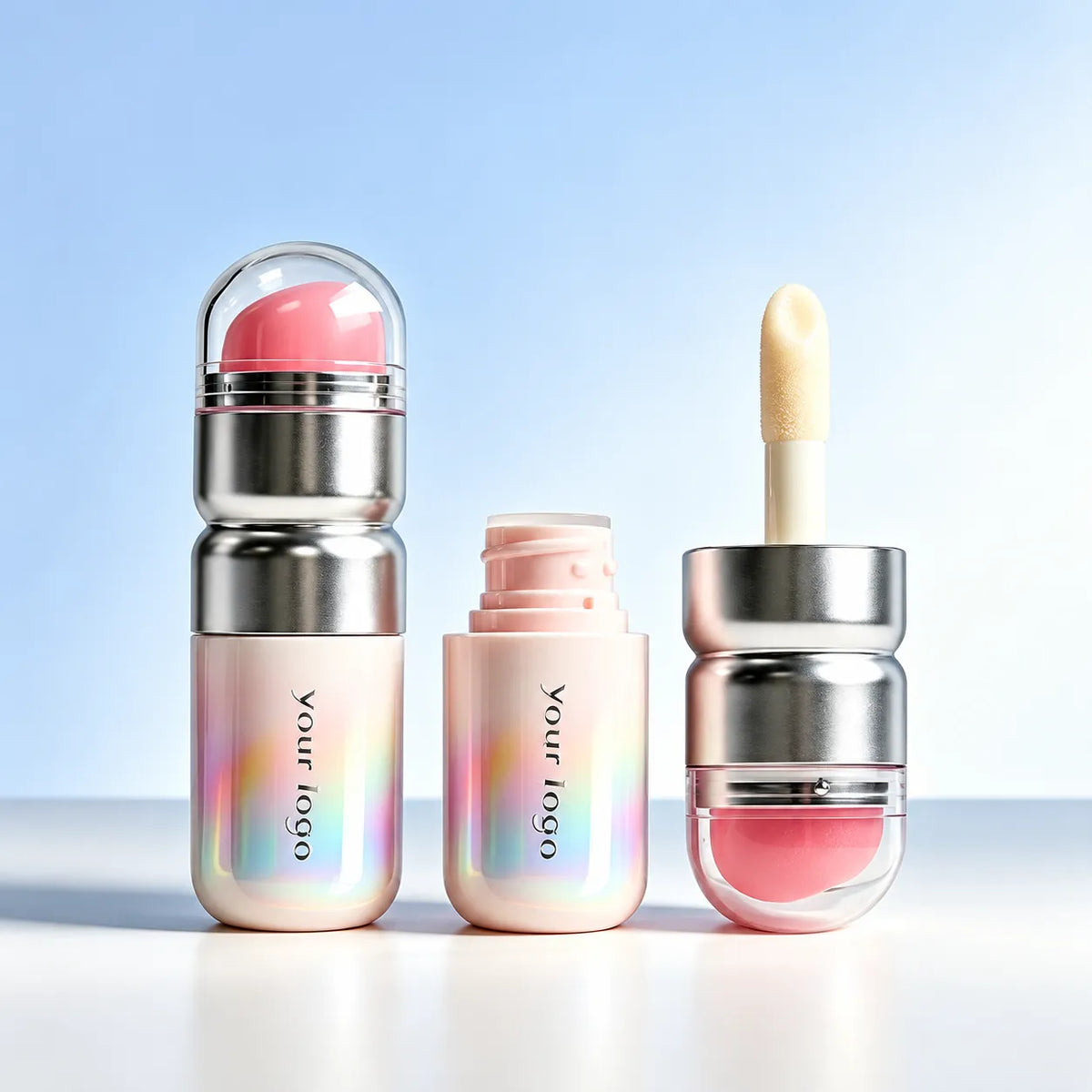 Creative lip gloss packaging with silicone applicator and compact multi-function structure, Kaiya
