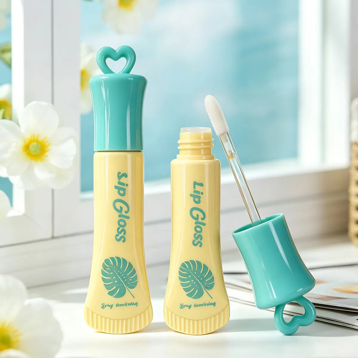 Kaiya creative lip gloss tubes with elongated custom container shapes and distinctive molded caps for unique lip gloss packaging