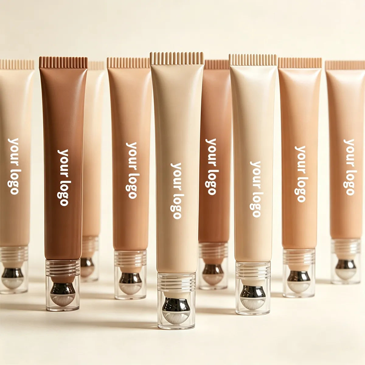 Kaiya custom cosmetic packaging with screen printed logos for branded cosmetic containers